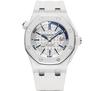 JF fábrica clásica AP Audemars Piguet Royal Oak Offshore 15707 caja de cerámica blanca, cinta reloj mecánico automático para hombre