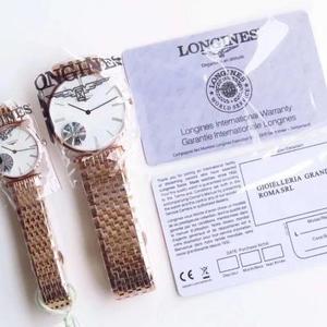 JF nuevo Longines Guirnalda Serie Pareja Reloj 36mmL420 Movimiento de cuarzo reloj de hombre 24mmL420 Movimiento de cuarzo reloj de mujer