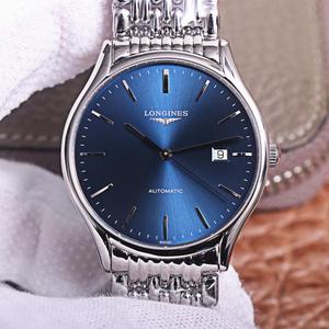 Longines magnífica serie L4.921.4 duró diez meses de ingenio, ultra-delgada banda de acero hombre superficie azul reloj mecánico