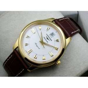 Longines Longines Classic Retro Series cuero correa de oro caja de oro totalmente mecánico mecánico reloj hombres reloj de los hombres escala de oro blanco