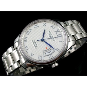 Relojes suizos Longines Masters serie retro Correa de acero Maro a través de la parte inferior todo acero acero correa blanca cara 3 calendario roman escala de acero correa reloj de los hombres