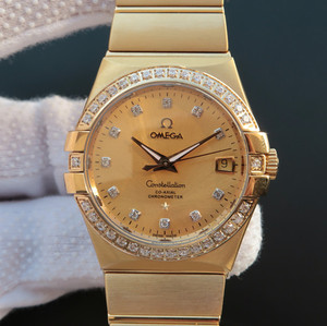 Omega Constellation Serie 123.20.35 Acero Inoxidable Chapado 18K Amarillo Oro Pulsera Caja Mecánica