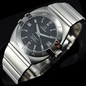 Top Suizo Omega Omega Constellation Serie Hombre Reloj de los hombres doble águila mecánica automática a través de la barra inferior Ding Escala hombres reloj superficie negra