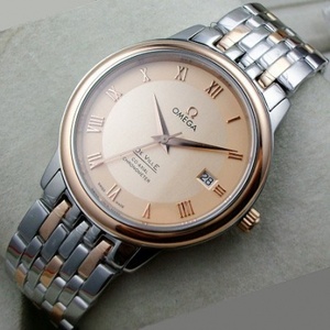 Suizo Omega OMEGA 18K reloj de oro rosa automático mecánico detrás de los hombres reloj de oro cara número movimiento original suizo