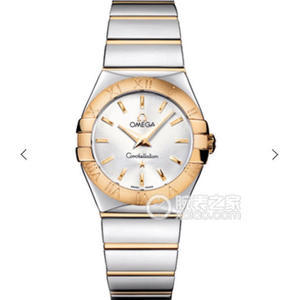 V6 Omega Constellation Series Reloj de cuarzo para damas 27mm Uno-a-Uno grabado genuino 18K barra de oro