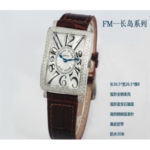 Suizo Franck Muller reloj suizo movimiento de cuarzo marrón correa de cuero reloj