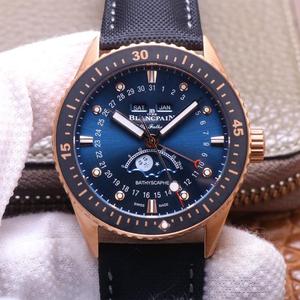 TW Blancpain Fifty Hunts Series 5054 Rose Gold Musta Levy Kuu vaihe Automaattinen miesten kello