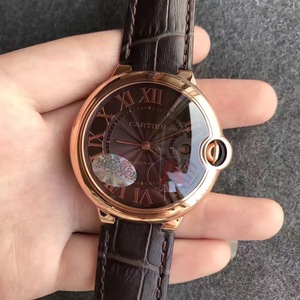 HBB v6 Cartier sininen ilmapallosarja W69012Z4 mekaaninen miesten kello (suuri 42 mm) ruusukulta