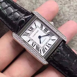 Cartier Tank naisten hieno timantti automaattinen mekaaninen naisten katsella ruusukulta