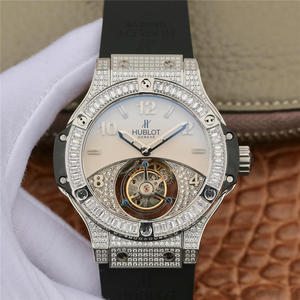 Hublot Hublot Big Bang-sarjan Tourbillon Diamond Edition kumihihna manuaalisesti ontto top veistetty todellinen kasetti liike miesten katsella