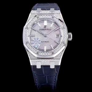 JF AP Audemars Piguet Royal Oak 15452 Gypsophila Diamond Tapauksessa Pari Katsella Flash Blind Mies 41mm halkaisija nainen 37mm