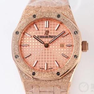 OM uusin mestariteos Audemars Piguet AP Royal Oak-sarjan "frost gold" katsella Sveitsin kvartsi liikkuvuutta hyvät katsella