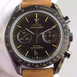 Omega Speedmaster-sarjan pimeä puoli kuun uusi kasvot keraaminen rengas suu kaareva safiiri lasi mekaaninen miesten katsella