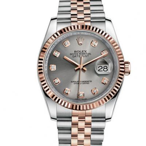 N Factory Rolex Datejust 36mm Rose Gold 14k gold covered neutraali mekaaninen katsella harmaa pinta