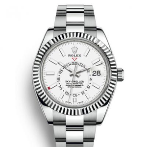 Uudelleen kaiverrettu Rolex Oyster Perpetual SKY-DWELLER-sarja 326934 miesten mekaaninen katsella valkoinen nuudelit bar mittakaavassa