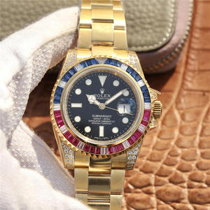 OW Rolex SUB Submariner Takaisin Diamond Customized Edition Automaattinen käämitys Liikkeen Miesten Watch 40mm