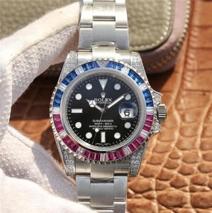 OW Rolex SUB Submariner Takaisin Diamond Customized Edition Automaattinen käämitys Liikkeen Miesten Watch 40mm