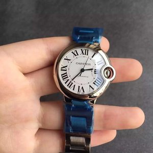 V6 Factory Cartier Sininen Ilmapallo Hyvät mekaaninen katsella puhdasta valkoista 33mm