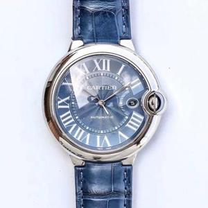 V9 Cartier päivitetty 42mm valkoinen kulta sininen ilmapallo miesten katsella automaattinen mekaaninen liike vyökello