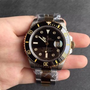 Uusi Rolex Submariner Water Ghost Kullattu 18k Keltainen Kulta Musta Kasvot Malli N Factory Reissue