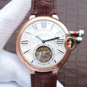 Montre pour homme mécanique à mouvement supérieur à tourbillon véritable ballon bleu Cartier (44 mm).