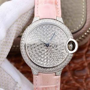 Cartier Ballon Bleu "Danse" Montre Haute Joaillerie Quartz 36mm Hommes et Femmes Portable Gypsophile Diamants