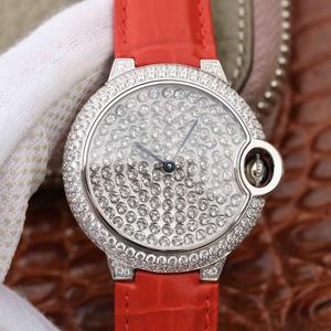 Cartier Ballon Bleu "Danse" Montre Haute Joaillerie Quartz 36mm Hommes et Femmes Portable Gypsophile Diamants