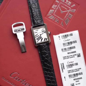 Re-engraved Cartier Tank Series Quartz Ladies Watch Original Alligator Leather Strap