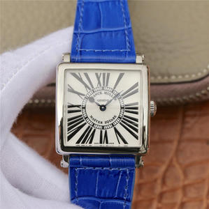 Montre pour femme de la série Z6 Franck Muller Master Square Montre ceinture bleue Mouvement à quartz Lambda d'origine suisse.