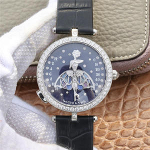 GP Van Cleef \\ u0026 Arpels série de complications poétiques dansant la corne d'ange La jupe artisanale est en argent sterling avec des diamants et des méchants littéraux.