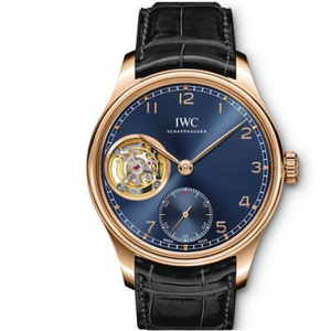 Style IWC IW546305 (série tourbillon portugais): montre mécanique automatique pour homme à volant d'inertie.