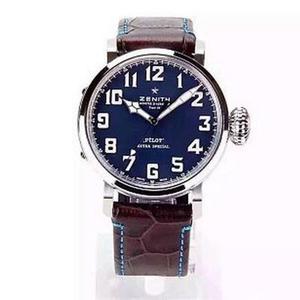 [KW] Zenith bleu grand mouvement pilote mouvement 2824/2892 mouvement verre bracelet en cuir de vachette montre homme