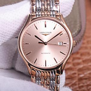 Longines magnifique série L4.921.4 a duré dix mois d'ingéniosité, montre mécanique pour homme à bracelet en acier ultra-mince, cadran en or rose et blanc