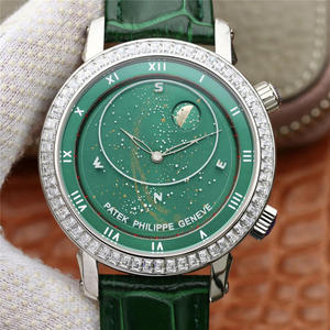 Patek Philippe amélioré Starry Sky 5102 visage vert, bracelet en cuir Pearl Tuo montre mécanique automatique pour homme