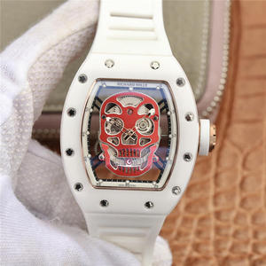 Richard Mille RM52-01 montre crâne creux classique blanc montre mécanique homme bracelet en caoutchouc