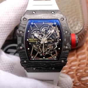 Montre mécanique pour homme ZF Richard Mille RM035, fibre de carbone, ruban blanc