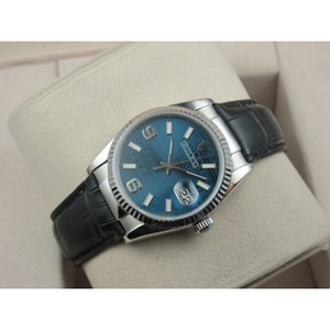 Montre suisse Rolex Rolex montre Datejust cuir sangle bleu visage montre Suisse ETA mouvement