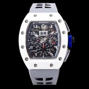 Les nouveaux produits de l'usine KV Taiwan arrivent fortement.Richard Mille RM-011 montre mécanique de qualité haut de gamme pour hommes en céramique blanche en édition limitée.