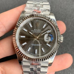 N factory new replica Rolex Datejust 904 steel version men's mechanical watch (gray plate) with five beads