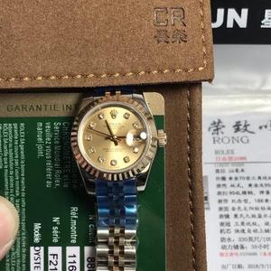 Clúdaítear Coróin Fáinne 28mm Datejust Taiwan Evergreen Women, Banda Cruach (Cuid Óir Meánach) le gluaiseacht meicniúil uathoibríoch 18K ór