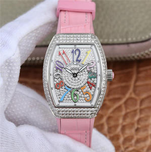 ABF Muller Franck Muller V32 Sraith Mná Féach Pink Silicone Strap Grianchloch Gluaiseacht