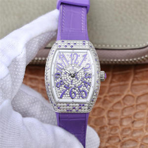 ABF Muller Franck Muller V32 Sraith Mná Féach Purple Silicone Strap Gluaiseacht Grianchloch