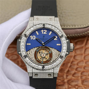 Hublot Hublot Big Bang Sraith Real Tourbillon Diamond Eagrán Rubber Strap De láimh Hollow Barr Snoite Fíor-Chaiséad Gluaiseacht Na bhFear Faire