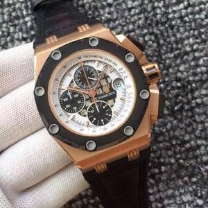 JF boutique AP Audemars Piguet RB2 sraith, atá feistithe le macasamhail de na bunaidh Audemars Piguet Cal.3126 gluaiseacht chronograph uathoibríoch, fáinne ceirmeach cruach