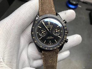 JH Omega Speedmaster Gealach Dorcha Taobh Faire Ceirmeach 44.2mm cás ceirmeach dubh le strap fabraic níolón brataithe