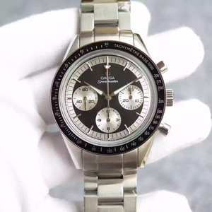 Sraith Omega Speedmaster, Súile dubh agus bán / aghaidh bán agus súile gorma / aghaidh bán agus súile bána. Uathoibríoch ASIA7750 Faire na bhFear Gluaiseacht Uathoibríoch Meicniúil.