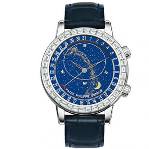 Leagan uasghrádaithe Boutique V2 Patek Philippe Starry Sky Super Complication Chronograph Series 6104G-001 Pearl Tuo Sun Moon Star