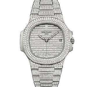 DM Patek Philippe 5719 /1G-001 Gypsophila Diamond Sraith Spóirt Nautilus Nautilus Nautilus Men's Meicniúil Watch