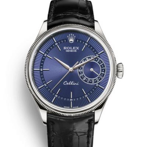 MKS Rolex Cellini sraith m50519-0013 aghaidh gorm faire meicniúil na bhfear