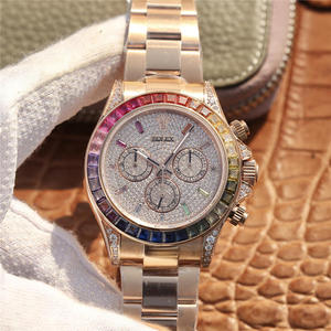 OW Rolex Cosmograph Rainbow Daytona Féach Bunaidh Reissue Fir Faire Cruach Dhosmálta Cruach Cruach Uathoibríoch Gluaiseacht Meicniúil